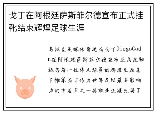 戈丁在阿根廷萨斯菲尔德宣布正式挂靴结束辉煌足球生涯 戈丁在阿根廷萨斯菲尔德宣布正式挂靴结束辉煌足球生涯